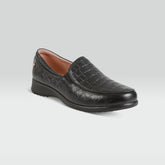 Mocasines Casuales para Dama de Piel de Borrego Negro con Grabado